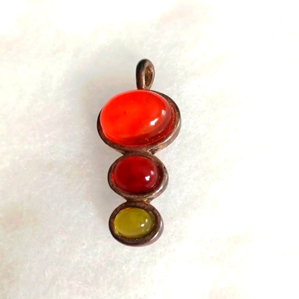 Handcrafted‎  Colorful Three Tier Pendant In Bronze
